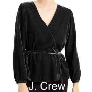 J.Crew Black Label Faux Wrap Velvet Top